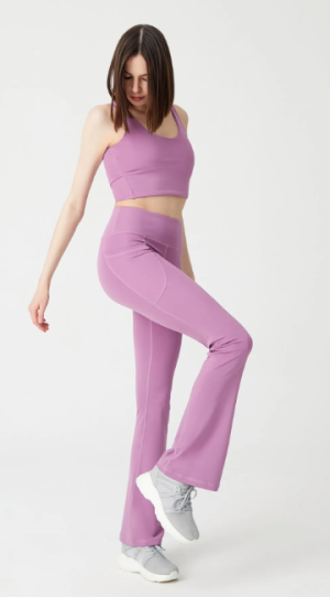 👖 Los Ojos Kadın Siyah Yüksek Bel Toparlayıcı Çift Cepli İspanyol Paça Tayt