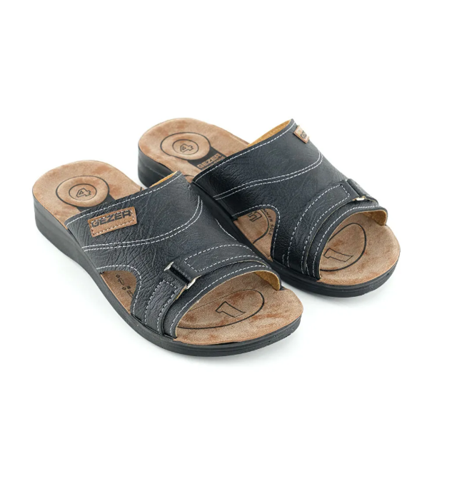 Gezer Siyah Erkek Yazlık Terlik – PU Rahat Taban, Şık & Günlük Kullanım İçin Suni Deri Model